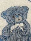 Vtg Chick Pea Sherpa Baby Blanket Satin Trim Reversible Blue White Teddy Bear