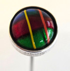 Vintage antique hat Pin art Glass   tip Top  Adjustable  peacock Colors sterling
