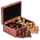  Staunton Tournament No  6 Chessmen With 2 Extra Queens And Wooden Box  3 9 Tan