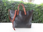 Madewell The Transport Large Zip Top Black Brown Leather Tote Crossbody Bag Euc