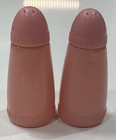 Vintage 1950   s Pink Pastel Ribbed Glass Salt   Pepper Shakers Set