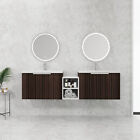 72in Plywood Floating Wall Mounted Vanity Cabinet Bathroom W  Dual Sink  shelves