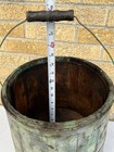 Antique Wooden Handled Metal Banded Bucket Original Worn Primitive Paint