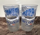 Grey Goose Vodka Upcycled Bottle Drinking Glasses Set Of 4 Tumblers Blue Frosted