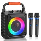 Portable Bluetooth Speaker Sub Woofer Heavy Bass Sound System Party 2 Microphone