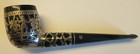 Vtg Medico Aztec Smoking Pipe Silver Overlay On Black Circa 1950s Billiard Shape