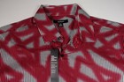 Alfani Red Abstract 100  Cotton Short Sleeve Front Button Shirt New Small Sm S