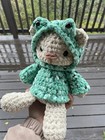 Soft Yarn Handmade Crochet Amigurumi Frog Hooded Bear Plushie Stuffed Animal 8   