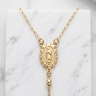 Real 14k Yellow Gold 3mm 24  Diamond Cut Bead Medal Cross Rosary Chain Necklace