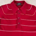 1950s - 60s Puritan Ban-lon Polo Shirt Mens Dagger Collar Striped Red Disco Club