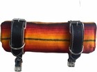 Roll Up Blanket Holder For Motorcycle  handmade real Leather   Red Mix