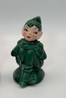 Vintage Green Ceramic Gilner Pixie Elves Elf Salt   Pepper Shaker Set 