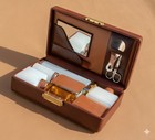 Vintage Gents  Mens Travel Grooming Kit In Tan Leather Case 1960s Vanity 