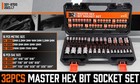32pc Allen Head Hex Bit Socket High Torque Strengthened Cr-v Sae Metric S2 Steel