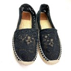 Tory Burch Abbe Black Lace Mesh Espadrille Flats Size 7