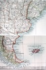1913 Original Antique Map Of Argentina Chile Falklands   South America 