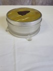 Vintage Art Deco Ribbed Glass Vanity Powder Jar With Lid