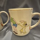 Vintage Disney Winnie The Pooh Character Mugs Set Japan Pre-1968 Gold Rim
