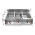 3pan Gas Catering Food Warmer Steam Table Buffet Restaurant Deep Gas Fryer 6lx3