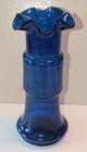 Cobalt Blue Ruffled Collar 8 5  Glass Vase