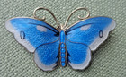 Norway Enamel Butterfly Brooch Large Vintage Sterling Silver Hroar Prydz Norway
