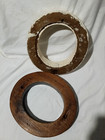 2 Vintage Wood Brim Forms Millinery Mold Hat Forms Wood Art Forms Old Paint