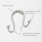 Double Shower Curtain Hooks Set Of 12 Easy Gliding Rustproof Brushed Nickel