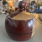 Hand Turned Two Toned Round Wood Box With Lid