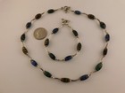 Art Glass Sterling Necklace Bracelet Set Silver 925