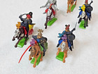 1971 Britains Deetail Mounted Knights Cavalry Lot  6      54 Mm Metal Bases Uk