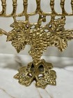 Hanukkah Menorah Jewish Judaica Israel Vintage Brass Grapes Candle Holder Euc