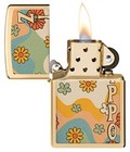 Zippo Flower Power High Polish Brass Lighter - Vibrant Design  Smooth Operation