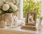 6 Inch White German Shepherd Dog Garden Statue Sculpture 