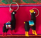 Lot Of Two Peruvian Black Handmade Llama alpaca Keychains 2 5  Tall Nwot
