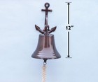 Ship s Bell Copper Finish Solid Aluminum 9  W  Anchor Bracket Hanging Wall Decor
