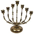 Brass Gold Menorah 7 Tulip Candle Holder Candelabra Rotating Movable