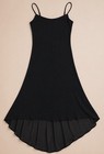 Vintage Y2k Tessuto Black High Low Spaghetti Strap Fairy Goth Dress Xs
