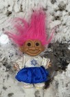 Vintage Trolls Russ Hanukkah Jewish Star Blue   Pink Hair Around The World Doll 