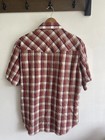 Vintage 90s Wrangler Red Plaid Pearl Snap Western  Short Sleeve  Size M  15 1 2