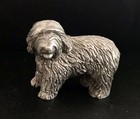 Pewter Old English Sheepdog Dog Puppy Detailed Silver Metal Figurine Statue M