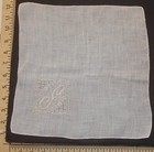 Vintage Handkerchief Embroidered  s  Initial Monogram White Wedding Vgc