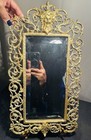 Antique 19th C  Victorian Brass Wall Mirror With Bacchus Face And Ornate Design