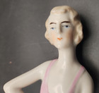 Vintage Germany Mold  2348 3 Pin Cushion Half Doll - Hand-painted 3 5  Pink Tank