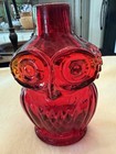 Vintage Mcm Viking Art Glass Amberina Red Owl Decanter Bottle Vase
