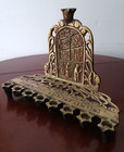 Hanukkah Menorah Jewish Judaica Israel Pray Vintage Brass Chanukah Candle Holder
