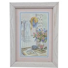 2 Vintage Wood Framed White   Pink Floral Wall Art Prints For Girls Room 8x6 