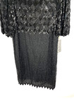 Vintage Laurence Kazar Dress Women 1x Plus Black Silk Shift Beaded Evenings