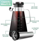 Cold Brew Coffee Maker 64oz 2qt Glass Iced With Super Dense Stainless Steel