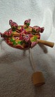 Vtg Russian Wooden Toy Pecking Chickens Folk Art Souvenir Hand Painted 5 