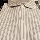 Salvatore Ferragamo Men s White blue Striped Cotton Dress Shirt 17 Neck
